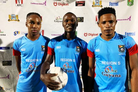 Region # 5 scorers from left Marc Galloway, Abumchi Benjamin and Delroy Fraser 
