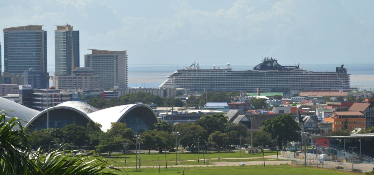 A view of the MSC Seashore docked in Port-of-spain, from Hilton Trinidad yesterday.
