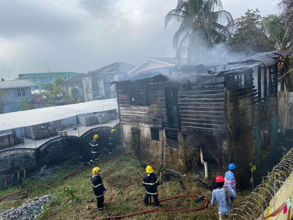 Firefighters on the scene (Guyana Fire Service photo)