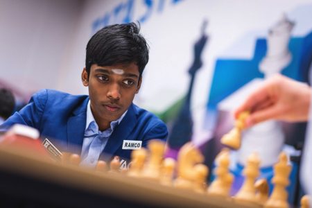 Praggnanandhaa Rameshbabu 17, one of India’s 79 chess grandmasters, defeated world number 2 player Ding Liren at the 2023 Tata Steel Tournament in Wijk aan Zee, Netherlands, last week. (Photo: Lennart Ootes/Tata Steel Chess Tournament)