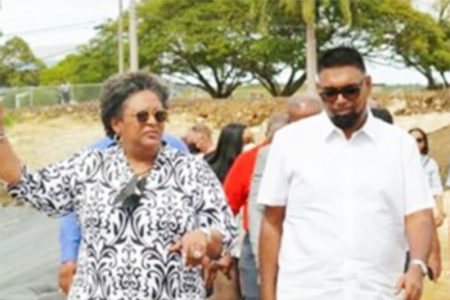 President Ali and PM Mottley visiting the site of the
Food Security Terminal in Barbados