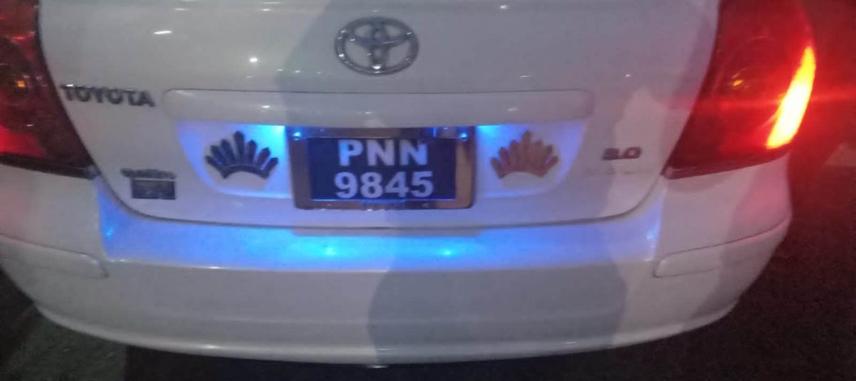 The Cacique Crowns on the car (Police photo)