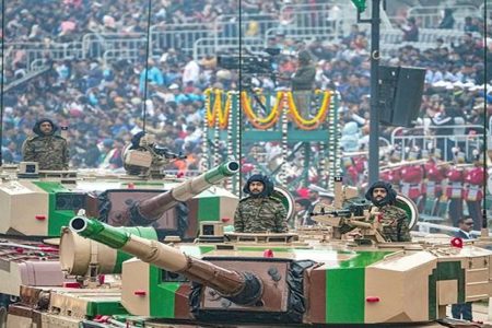 Mechanised columns of the Indian Army during the 74th Republic Day Parade at the Kartavya Path, in New Delhi, Thursday, Jan. 26, 2023. (Photo source: PTI)