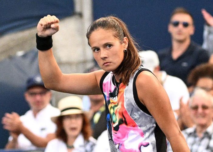 Daria Kasatkina (RUS) reacts after winning a point against Bianca Andreescu (CAN) (not pictured) at Sobeys Stadium. Mandatory Credit: Dan Hamilton-USA TODAY Sports