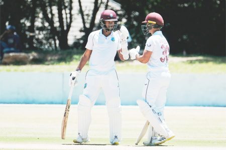 Kraigg Brathwaite and Tagenarine Chanderpaul, right,
put on 137 runs for the first wicket.