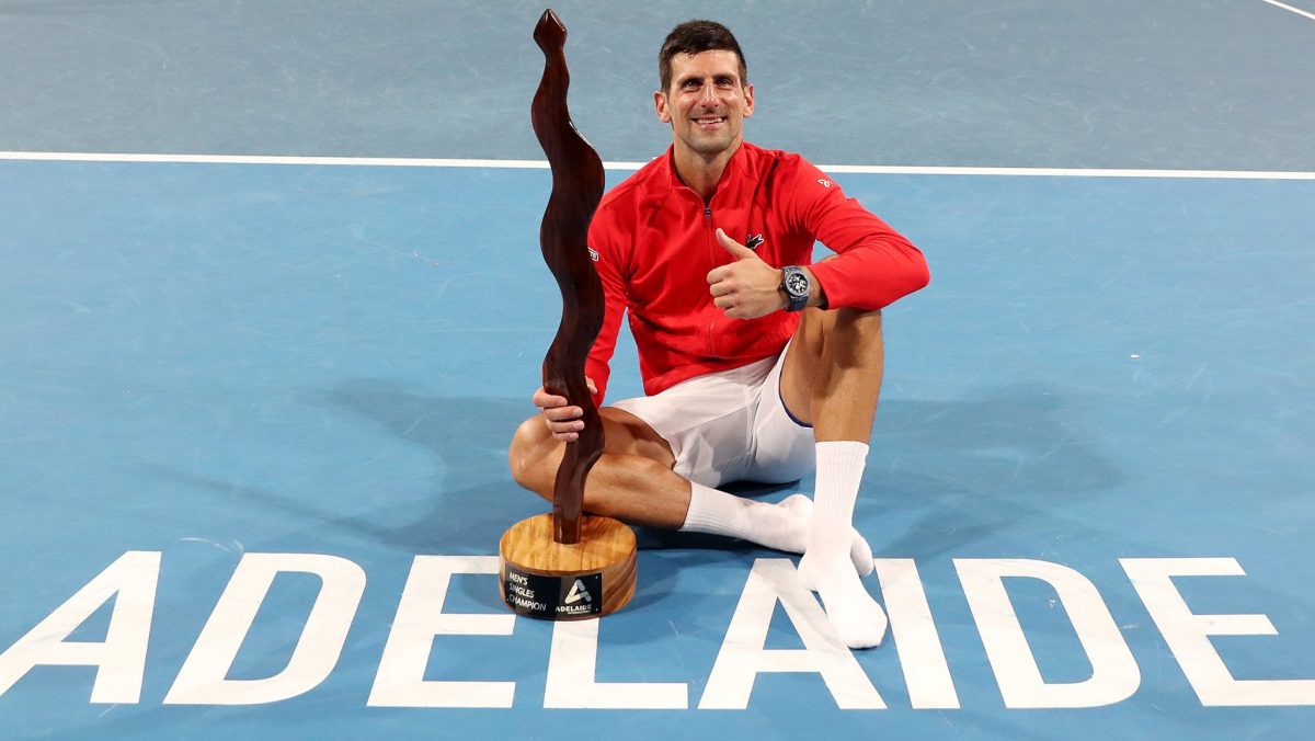 Novak Djokovic after winning the Adelaide International 1 tournament yesterday.