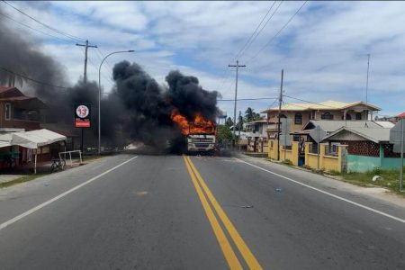 The truck that was set afire