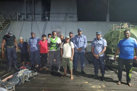 The rescue team with the fishermen