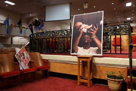 A view of a picture of Tyre Nichols during a news conference held by the family members of Nichols, the Black man who was beaten by Memphis police officers during a traffic stop and died three days later, at Mason Temple: Church of God in Christ World Headquarters, in Memphis, Tennessee, U.S., January 31, 2023. (Reuters photo)