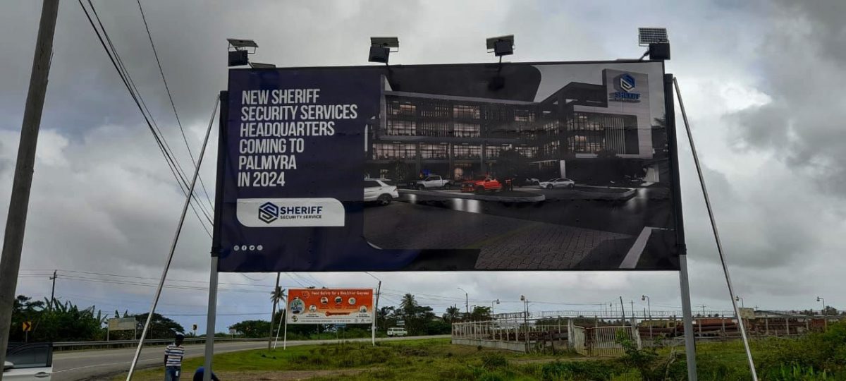 A billboard depicting what the headquarters will look like
