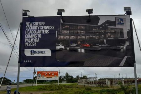 A billboard depicting what the headquarters will look like

