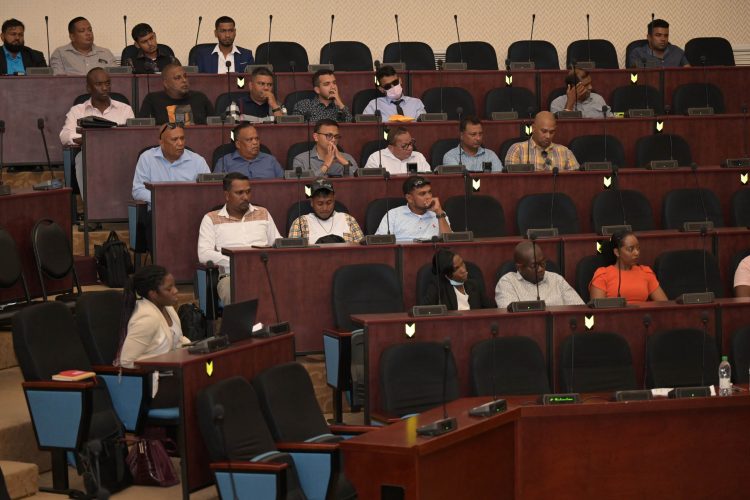 Some of the contractors yesterday at the Arthur Chung Conference Centre (CHPA photo)