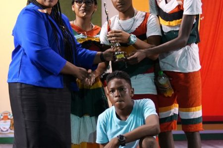  Abram Zuil Secondary, Region 2 placed second in the 14-18 Yrs Masquerade Category of the Children’s Mashramani Competition 2023 yesterday at the National Cultural Centre. (Ministry of Education photo)
