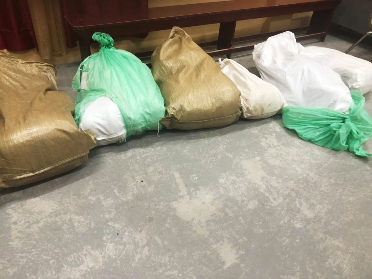 The bags of suspected ganja (Police photo)