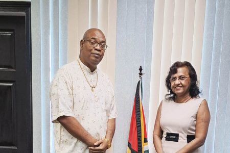 Minister of Public Works, Juan Edghill (left) and Kamini Balram (Ministry of Public Works photo)