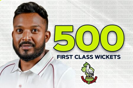 Veerasammy Permaul has crossed 500 first-class wickets for Guyana