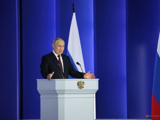 Vladimir Putin speaking today (Reuters photo()