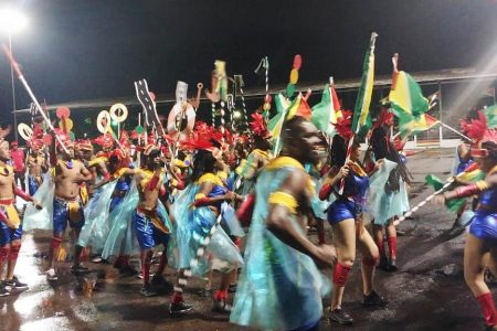 Mashing into the night: These celebrants paraded into the hours of darkness at the National Park yesterday. (Ministry of Public Works photo)
