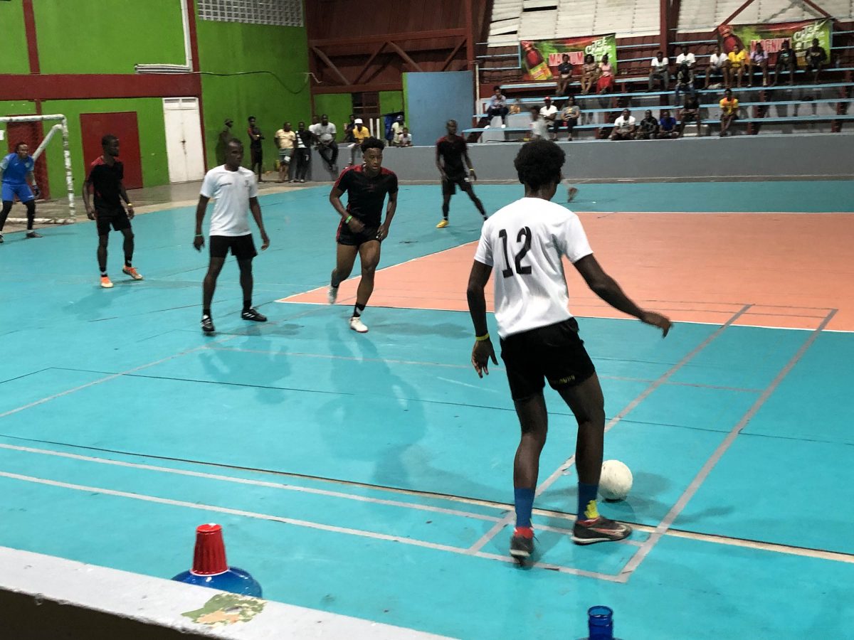 Flashback – A scene from the previous night in the Rock Futsal Championship between Bent Street (black) and Vryheid’s Lust
