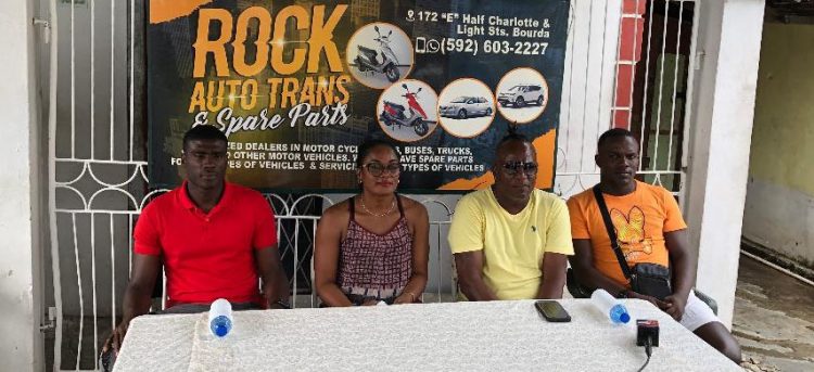 Yolanda Ross (2nd from left), Managing Director of Rocks Auto Trans and Spares Parts, poses for a photo opportunity beside Bent Street captain Colin Nelson (1st from left), Back Circle leader Selwyn Williams (1st from right) and tournament coordinator Wayne ‘Harry’ Griffith at the pre-final press conference.