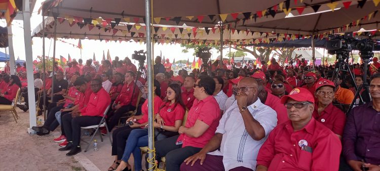 Persons listing attentively during yesterday’s commemoration the life and work of former president Cheddi Jagan