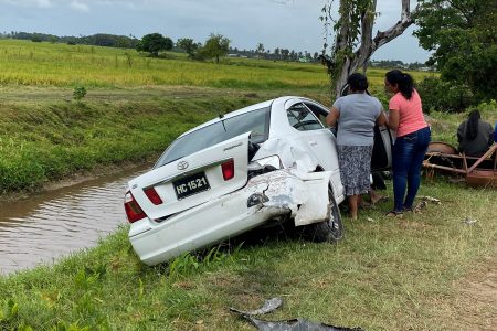 One of the cars involved in the accident yesterday