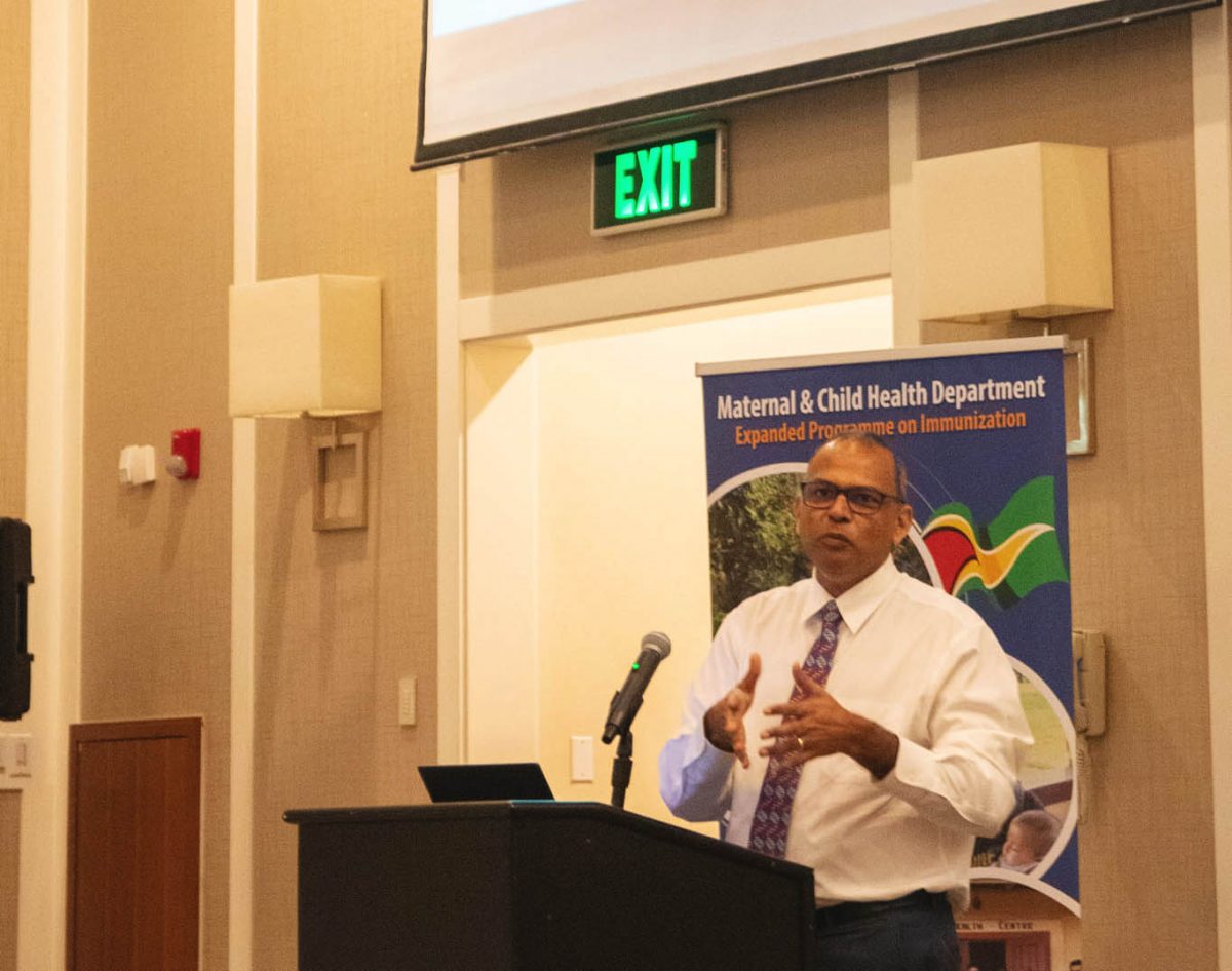 Minster of Health Frank Anthony, delivering the feature remarks at the meeting