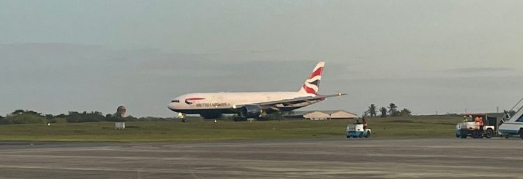 British Airways touching down this afternoon.  (David Papannah photo)