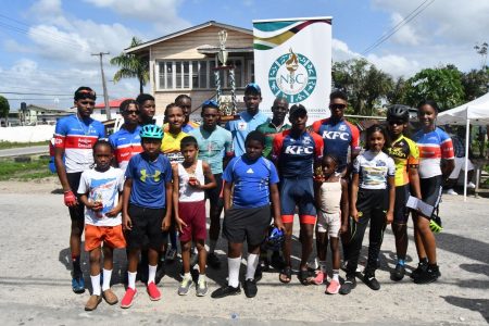 Winners All! The respective category and other winners of the WSUCC ‘One Guyana’
Bartica Cycling Classic pose with their silverware following Sunday afternoon’s presentation