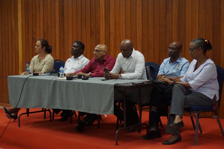  Some members of GOA’s current executive pictured yesterday at Olympic House (Emmerson Campbell photo)
