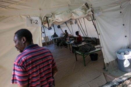 Patients suffering cholera symptoms receive treatment at a clinic run by Doctors Without Borders in the Cite Soleil neighborhood, in Port-au-Prince, Haiti February 3, 2023. REUTERS/Ricardo Arduengo