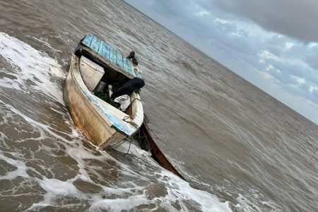 The fibreglass boat the pirates attempted to steal