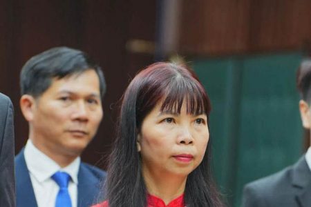 Pham Thi Kim Hoa preparing to present her credentials. (Office of the President photo