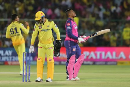 Shimron Hetmyer was bowled for 8 runs against
the Chennai Super Kings in the IPL