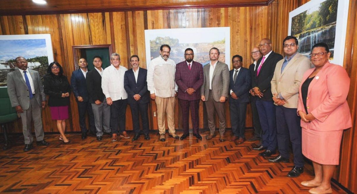 President Irfaan Ali and executives of Sky Cana along with other officials of government and representatives of the airline.
