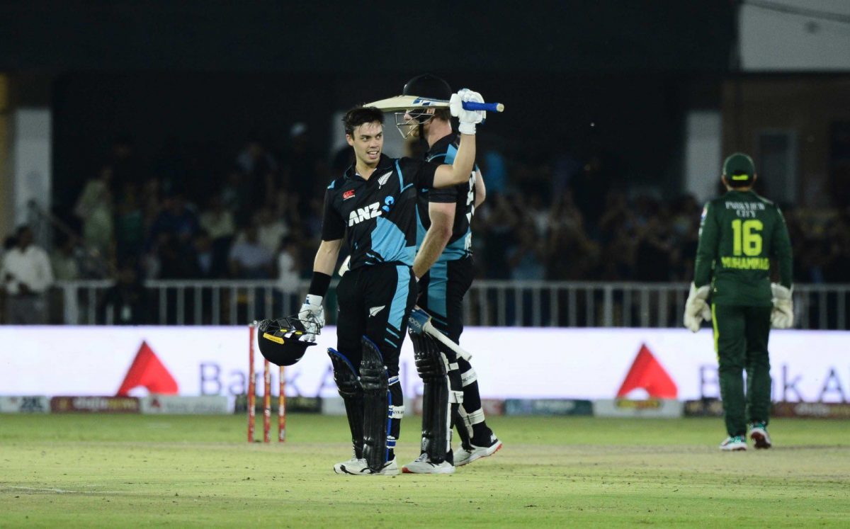 Mark Chapman celebrates reaching his century.
