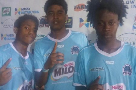 Chase Academy scorers from left Chai Williams, Matrim Martin, and Seon Cato