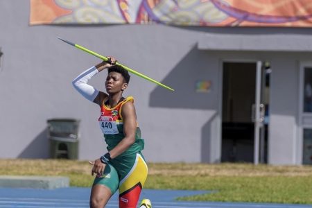 Anisha Gibbons capped an impressive CARIFTA Games career yesterday with her third successive gold medal in the women’s javelin U-20 event. (Newsroom photo)