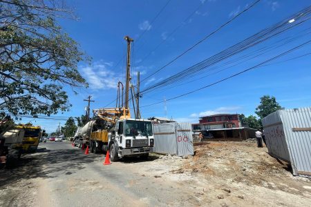 The construction site of the Kings Hotel at Quamina and Waterloo streets