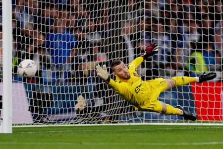 Manchester United’s David de Gea in action during the penalty shootout Action Images via Reuters/Andrew Couldridge