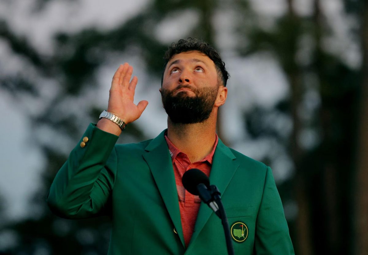 Augusta, Georgia, U.S. - Spain’s Jon Rahm thanks the late Seve Ballesteros during his speech after winning The Masters REUTERS/Brian Snyder