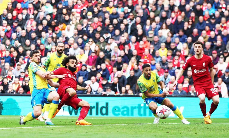  Liverpool’s Mohamed Salah scores their third goal REUTERS/Phil Noble