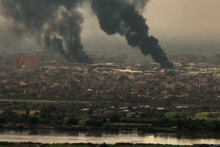 Black smoke rises over Khartoum in a photo taken from video on Friday as fighting raged in Sudan, despite rival forces agreeing to extend a truce aimed to stem nearly two weeks of warfare. | AFP-JIJI