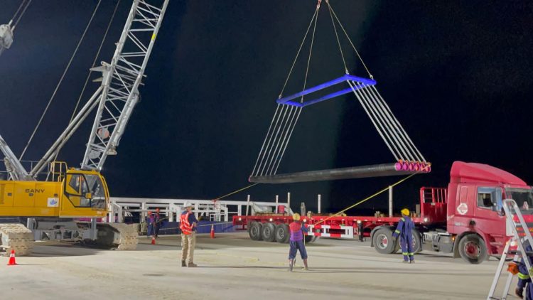 The pipes being offloaded