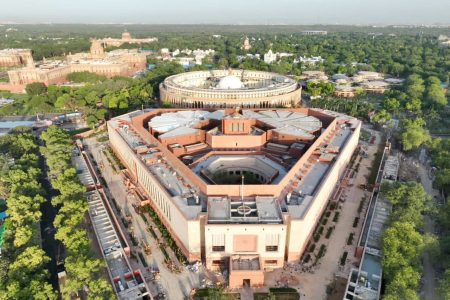 A view of India's new parliament building in New Delhi, India, May 27, 2023. India's Press Information Bureau/Handout via REUTERS
