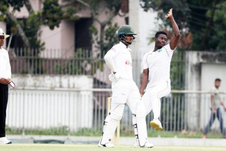 Kevin Sinclair of West Indies “A” was the pick of the bowlers with figures of 3/76 from 23 overs against Bangladesh “A”