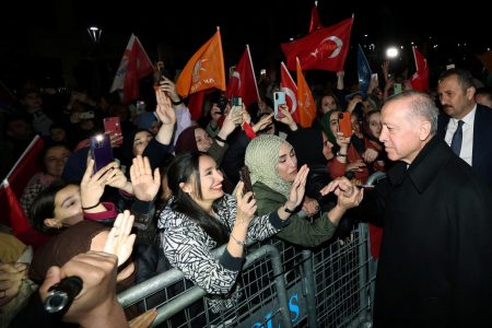 President Tayyip Erdogan (right) with supporters (Reuters photo)