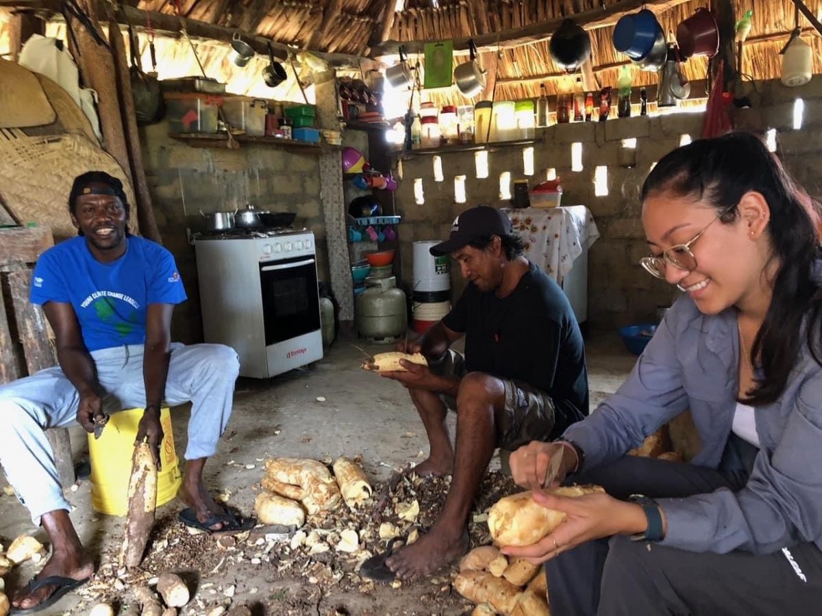 Tourism Experience! Tourism product development officers participate in traditional cassava preparation for kari making at Morai Morai Ranch, Katoonarib, Deep South Rupununi. The assessment was led by Kayla Yan, Product Development Officer and Kenneth Butler, external product development support. The team participated in morning and afternoon birding expeditions with expert birder- Asaph Wilson from Katoonarib, wildlife spotting, a savannah sunset experience and petroglyph sighting. The team further assessed cultural activities offered in the village such as craft making, arrow making as a part of their product development agenda. (GTA Photo)
