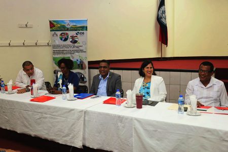 Minister of Agriculture, Zulfikar Mustapha with officials from the agriculture sector at the orientation and training of extension officers 