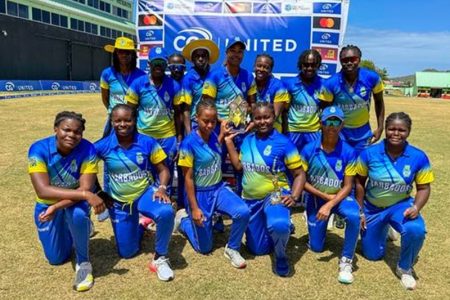 STILL CHAMPS! Barbados successfully defended their Women’s Super50 Cup after playing unbeaten throughout the competition. (Photo courtesy CWI Media)